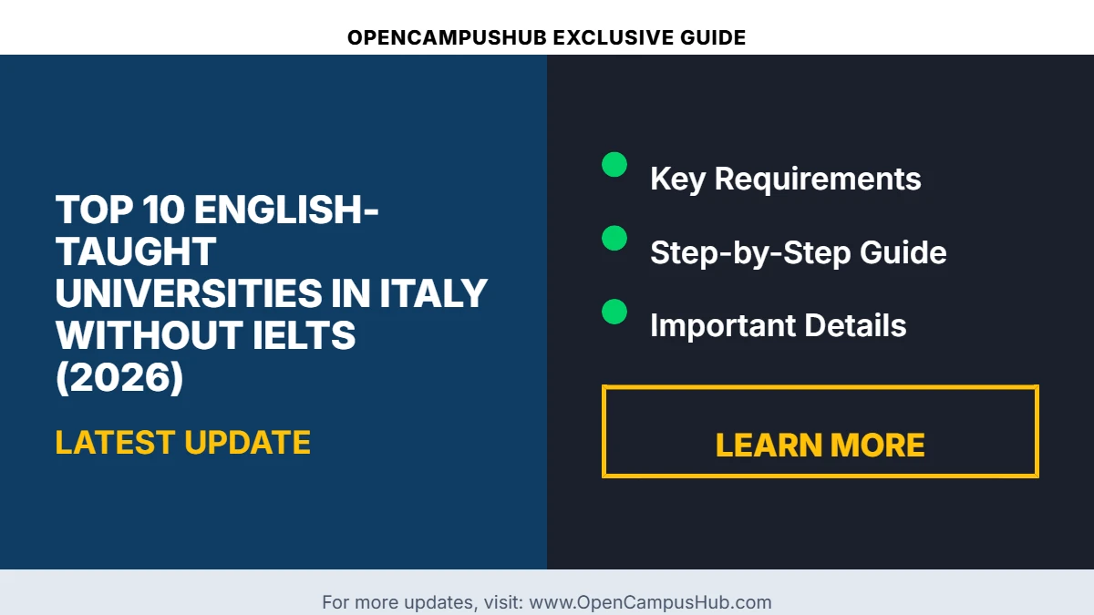 Top 10 English-Taught Universities in Italy Without IELTS (2026)