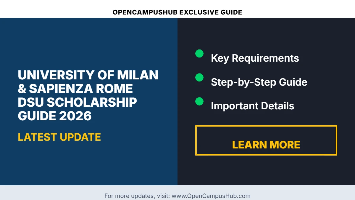 University of Milan & Sapienza Rome DSU Scholarship Guide 2026