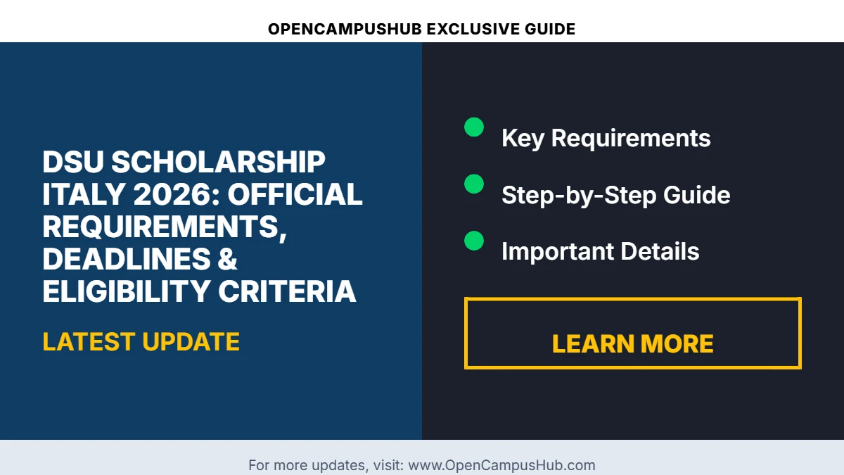 DSU Scholarship Italy 2026: Official Requirements, Deadlines & Eligibility Criteria
