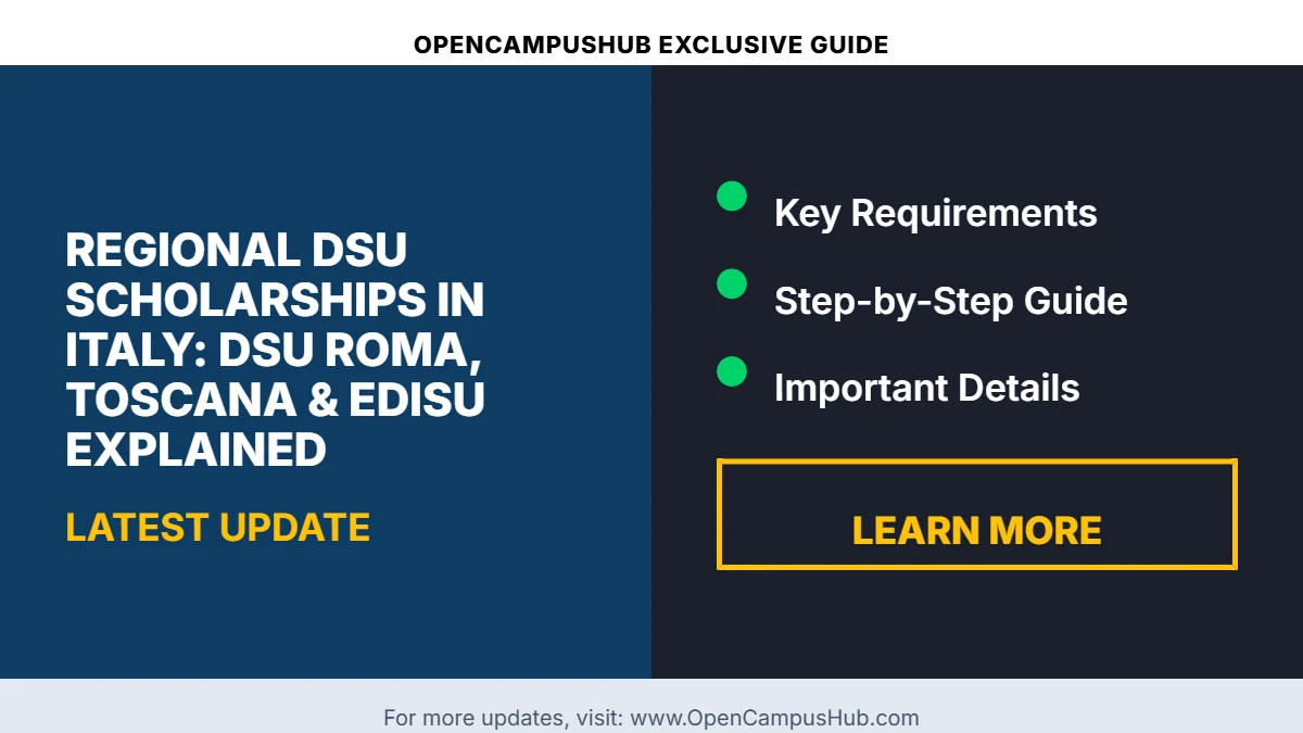 Regional DSU Scholarships in Italy: DSU Roma, Toscana & EDISU Explained