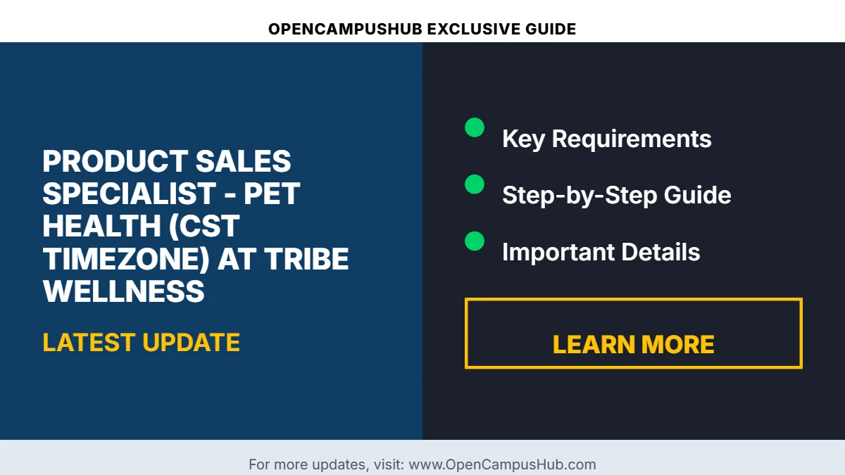 Product Sales Specialist - Pet Health (CST timezone) at Tribe Wellness