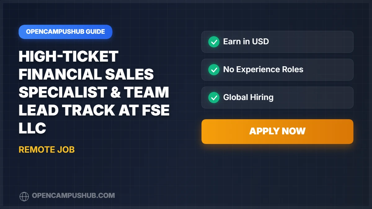 High-Ticket Financial Sales Specialist & Team Lead Track at FSE LLC