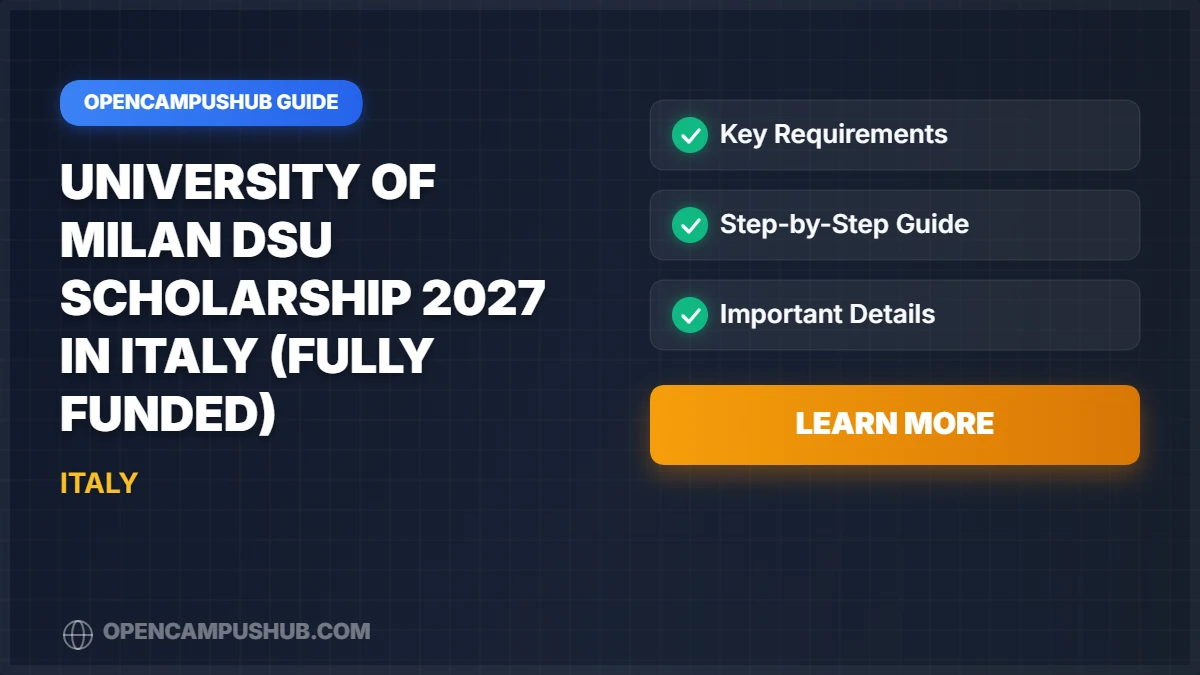 University of Milan DSU Scholarship 2027 in Italy (Fully Funded)