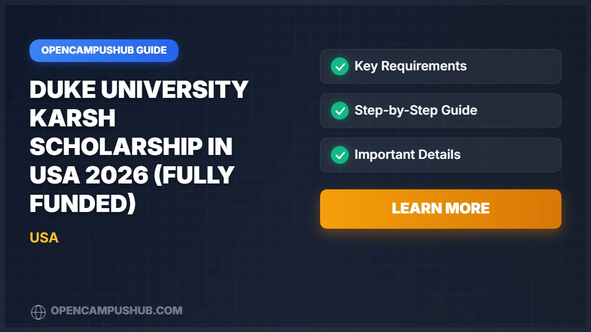 Duke University Karsh Scholarship in USA 2026 (Fully Funded)
