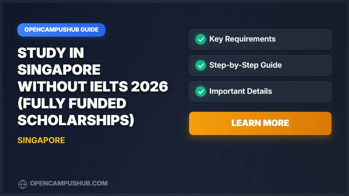 Study in Singapore Without IELTS 2026 (Fully Funded Scholarships)