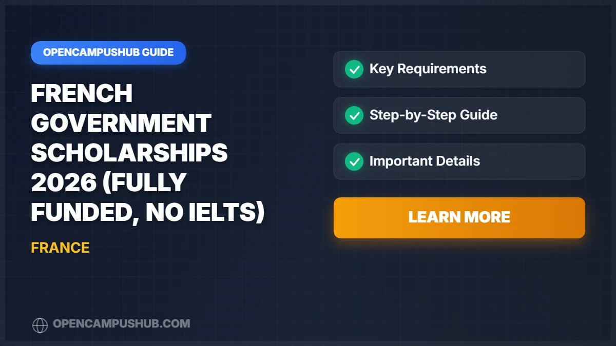 French Government Scholarships 2026 (Fully Funded, No IELTS)