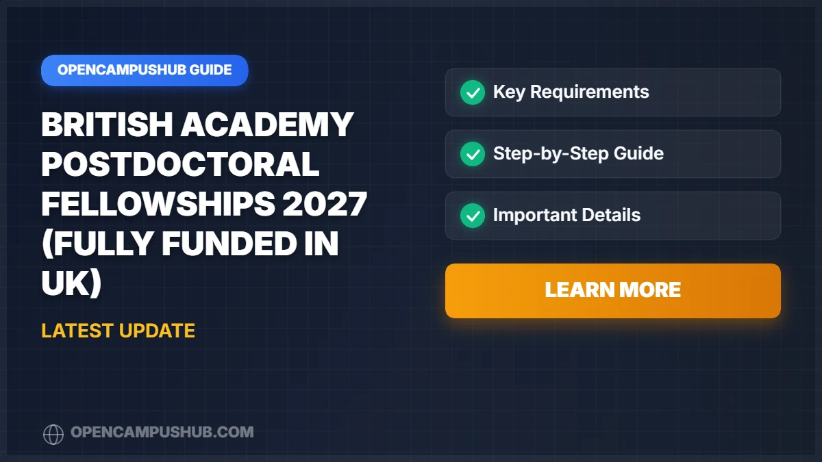 British Academy Postdoctoral Fellowships 2027 (Fully Funded in UK)