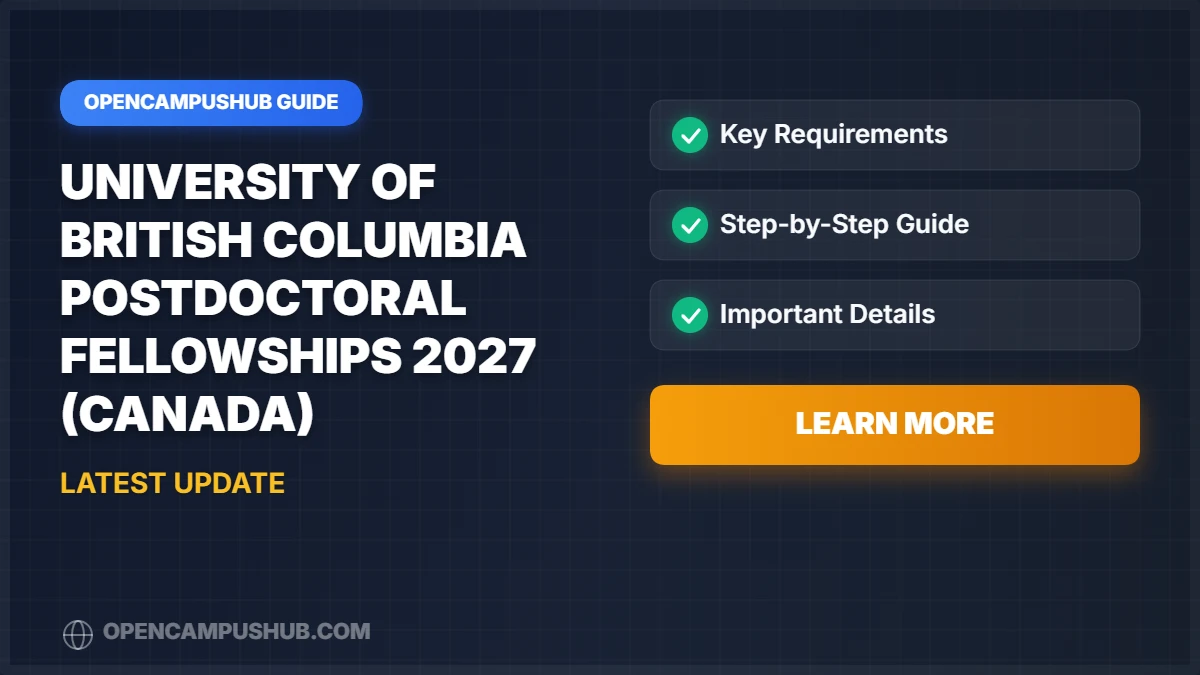 University of British Columbia Postdoctoral Fellowships 2027 (Canada)