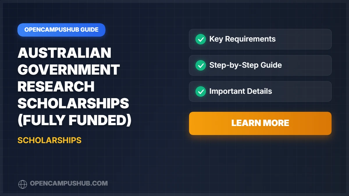 Australian Government Research Scholarships (Fully Funded)