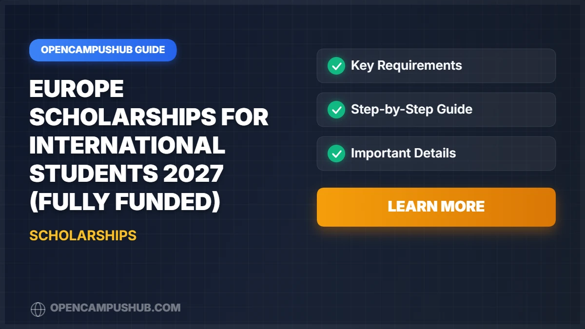 Europe Scholarships for International Students 2027 (Fully Funded)