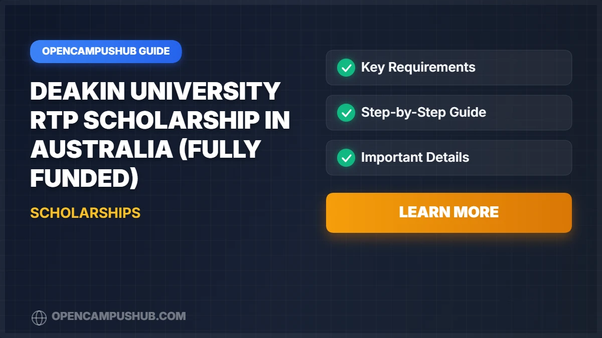 Deakin University RTP Scholarship in Australia (Fully Funded)