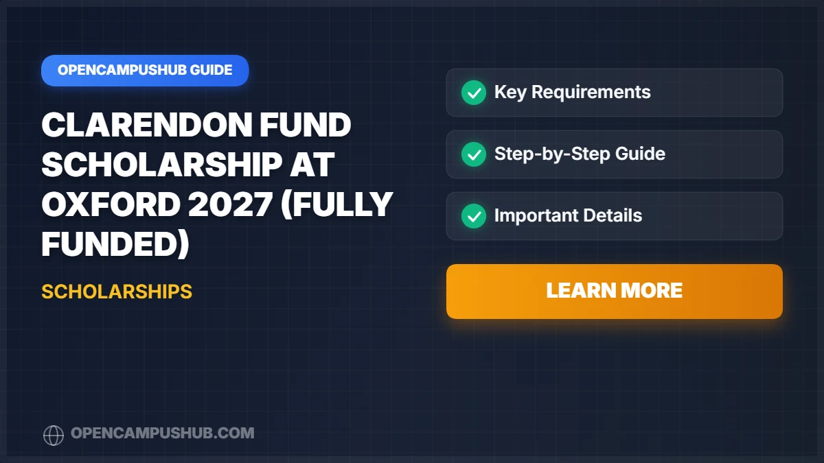 Clarendon Fund Scholarship at Oxford 2027 (Fully Funded)