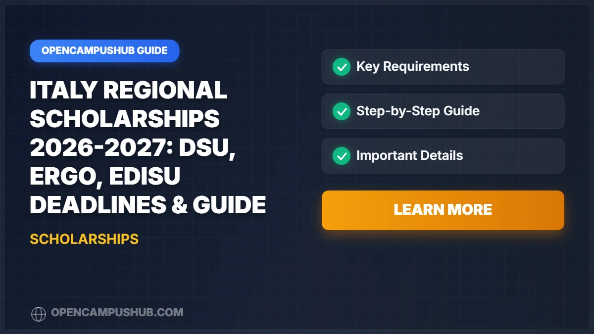 Italy Regional Scholarships 2026-2027: DSU, ERGO, EDISU Deadlines & Guide