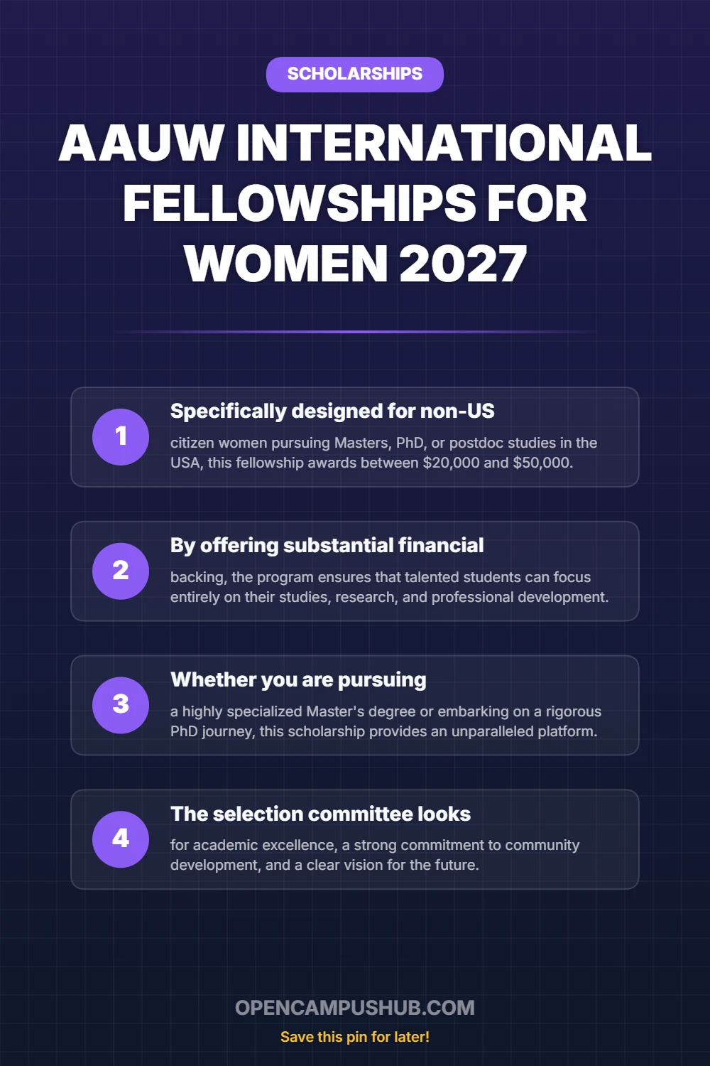 AAUW International Fellowships for Women 2027 Infographic