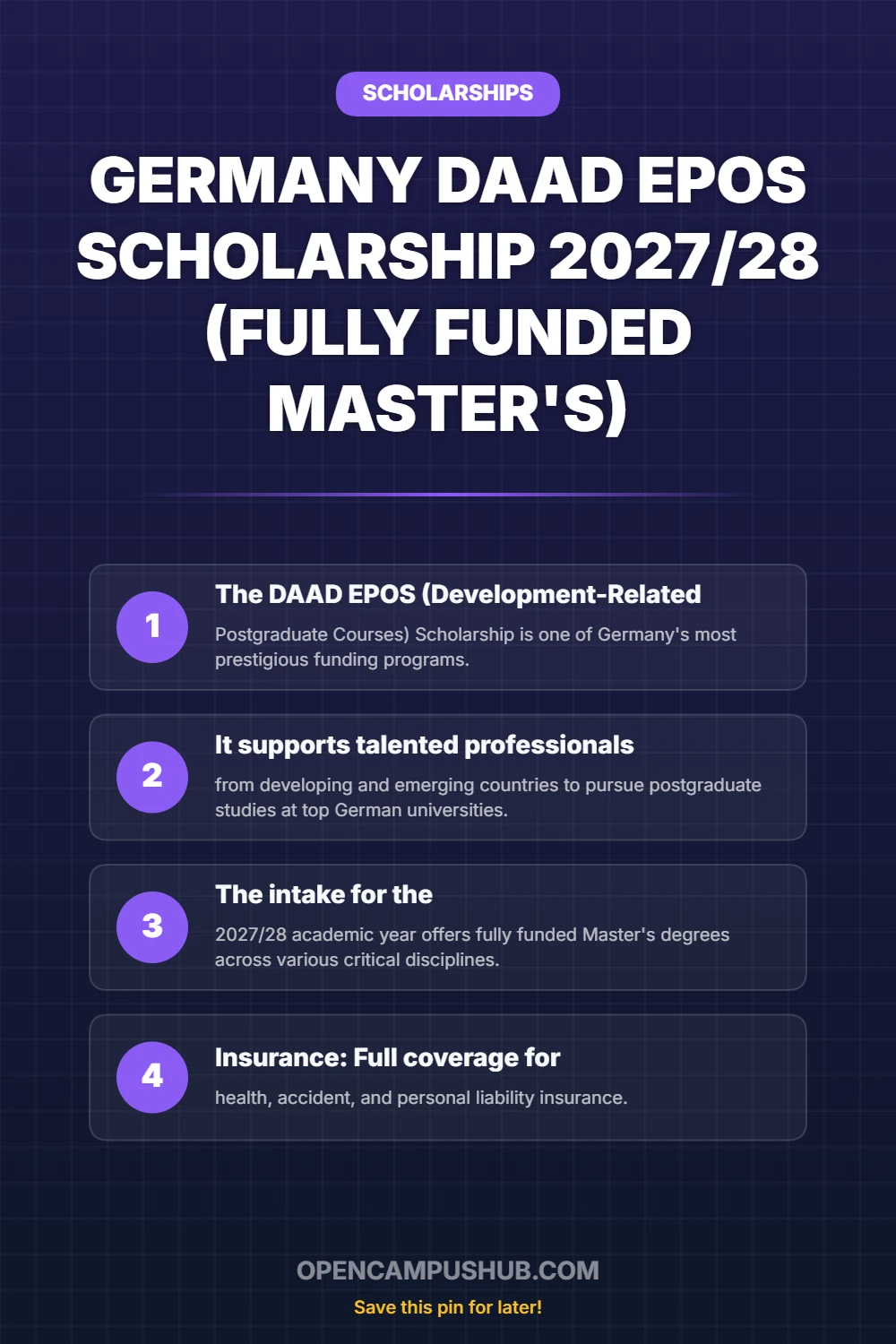 Germany DAAD EPOS Scholarship 2027/28 (Fully Funded Master's) Infographic