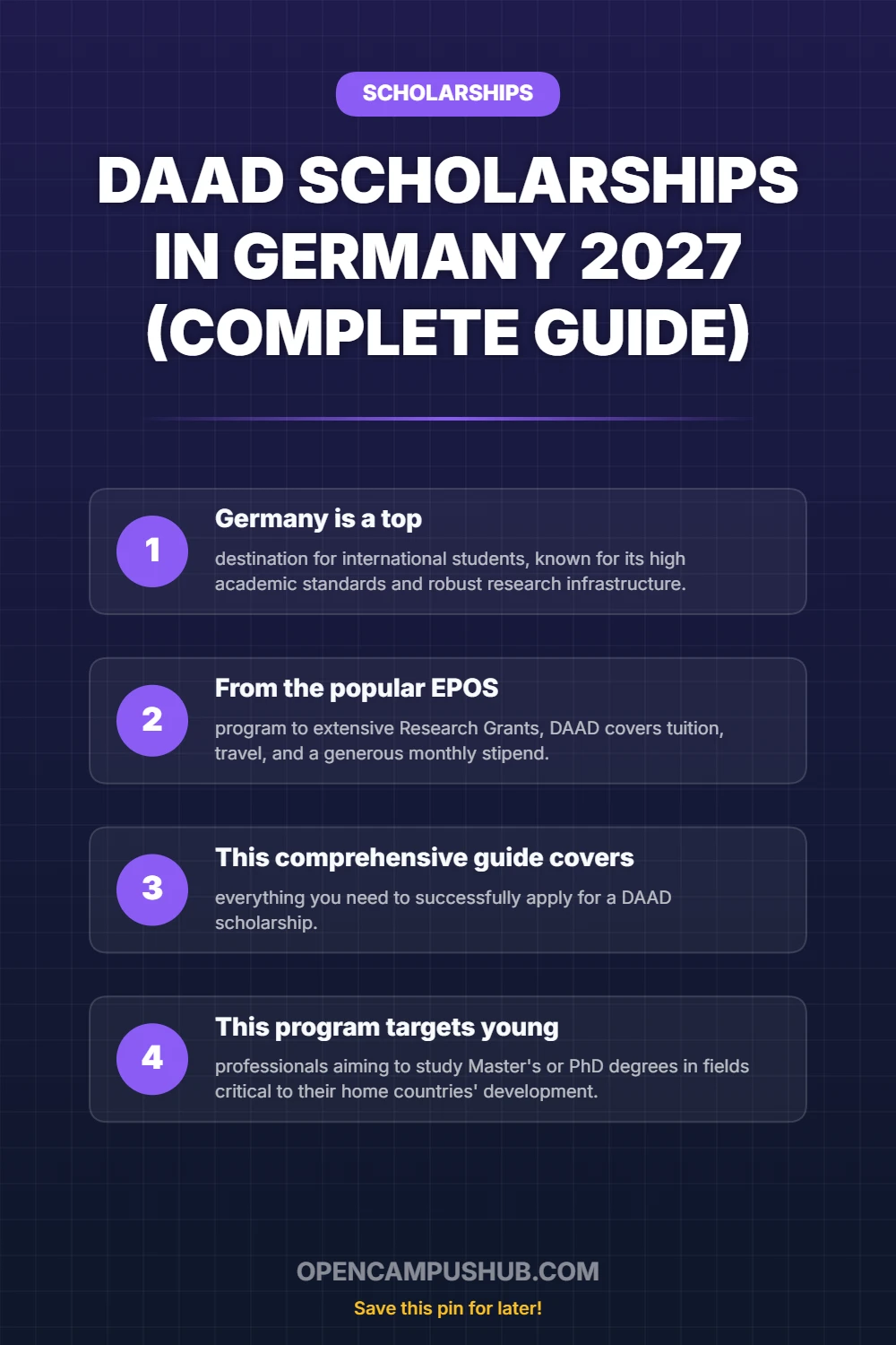 DAAD Scholarships in Germany 2027 (Complete Guide) Infographic