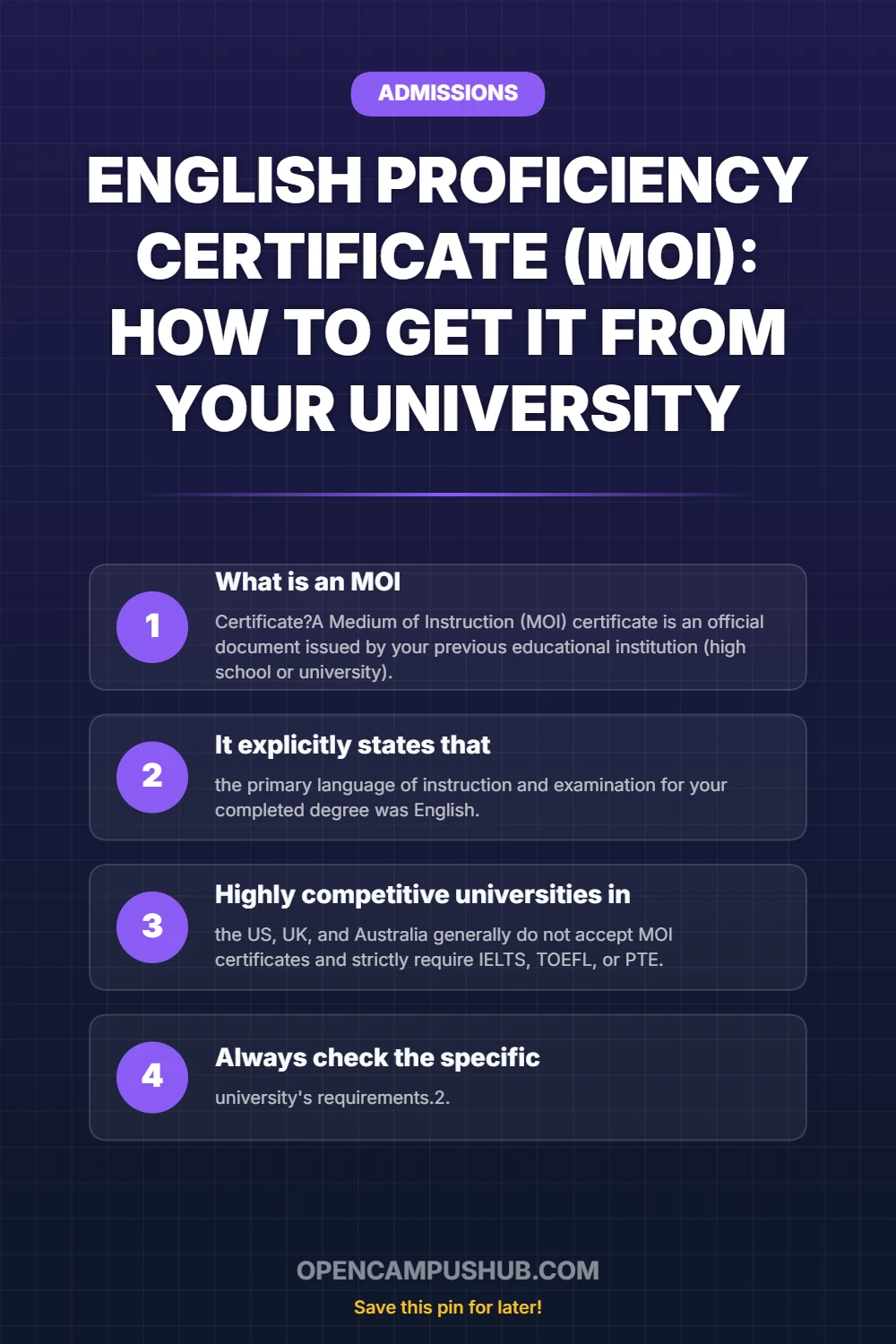 English Proficiency Certificate (MOI): How to Get It From Your University Infographic