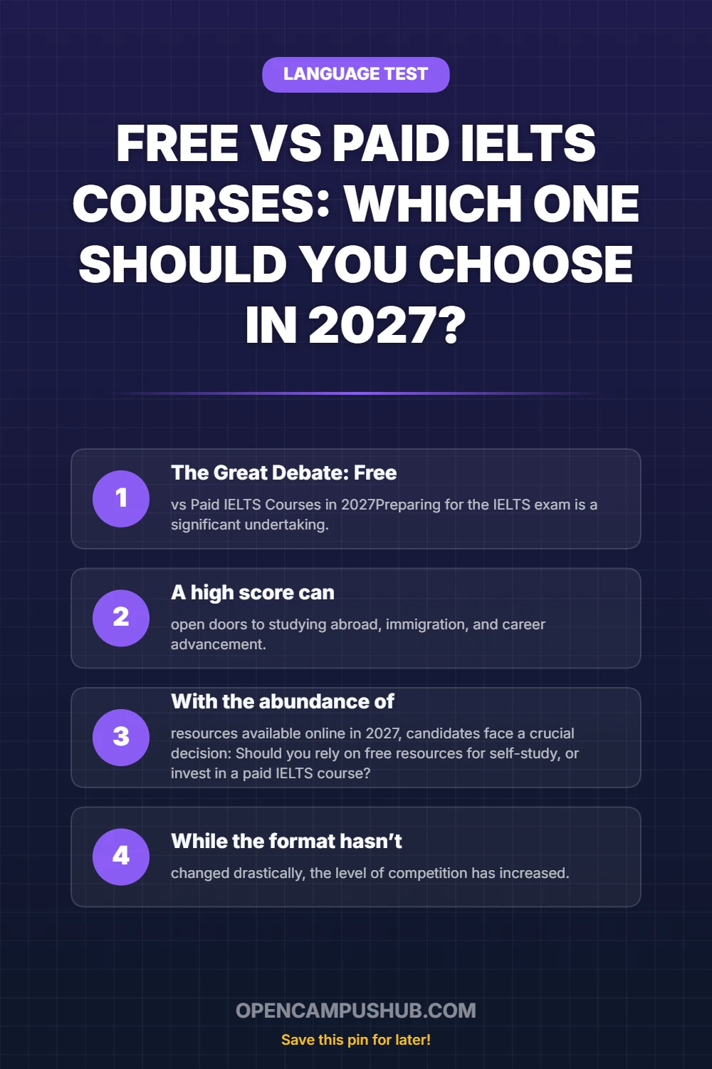Free vs Paid IELTS Courses: Which one should you choose in 2027? Infographic
