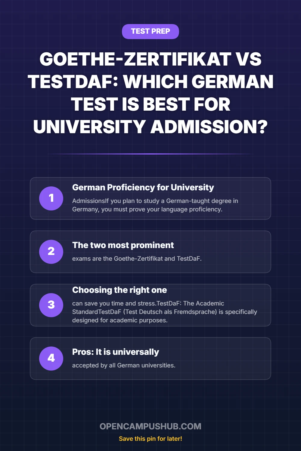 Goethe-Zertifikat vs TestDaF: Which German Test is Best for University Admission? Infographic