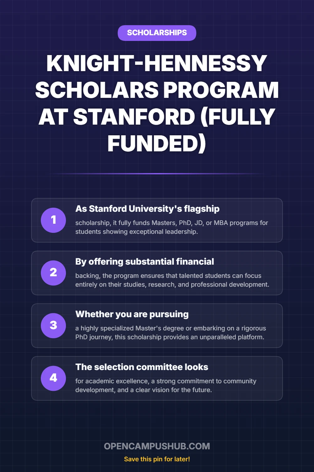 Knight-Hennessy Scholars Program at Stanford (Fully Funded) Infographic