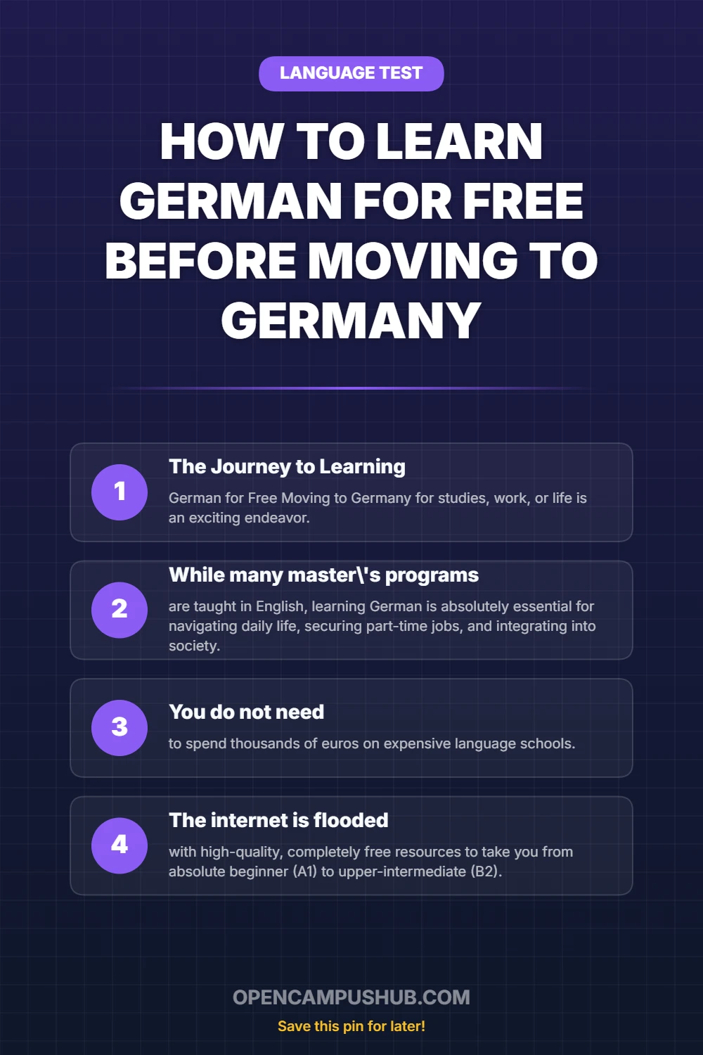 How to Learn German for Free Before Moving to Germany Infographic