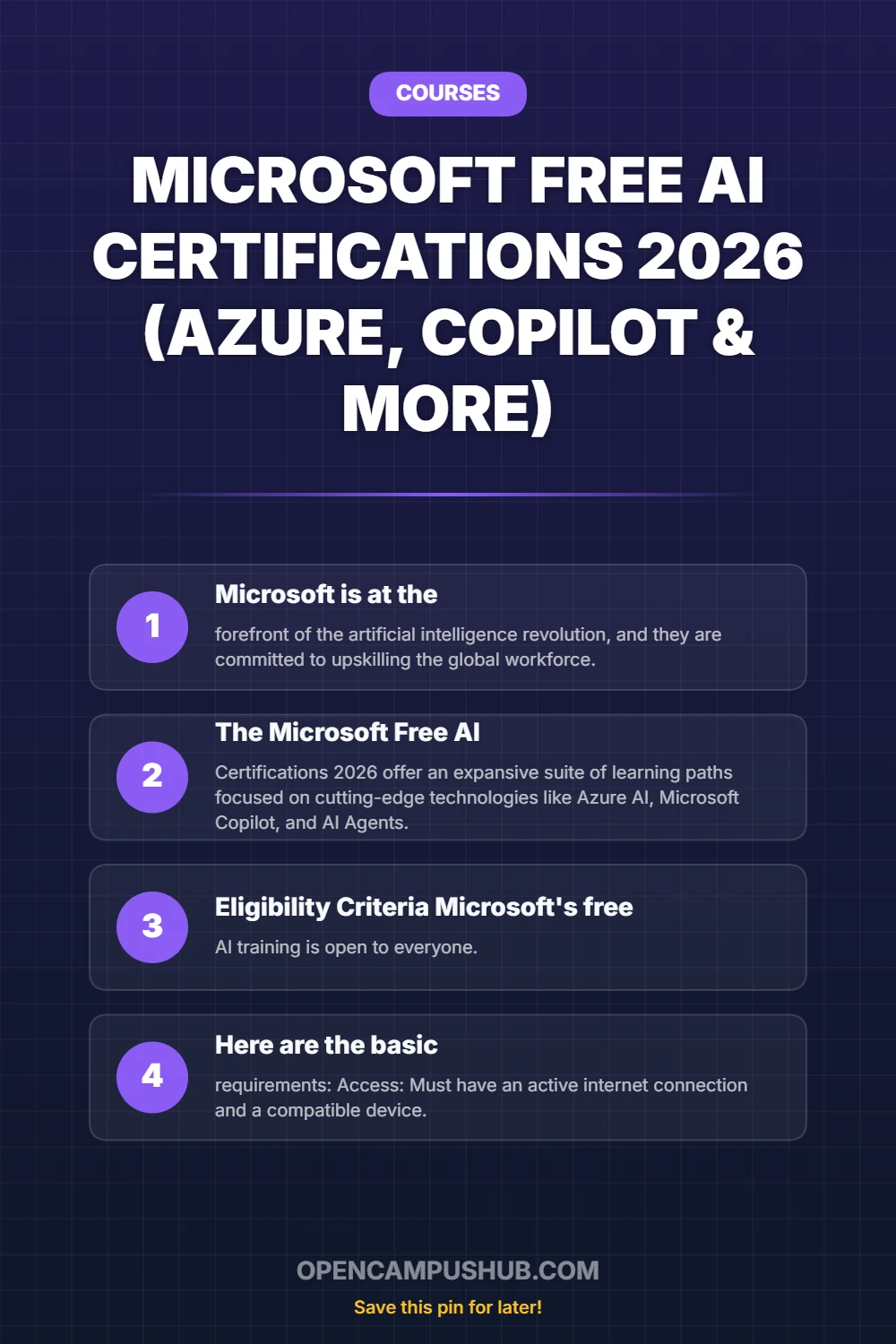 Microsoft Free AI Certifications 2026 (Azure, Copilot & More) Infographic