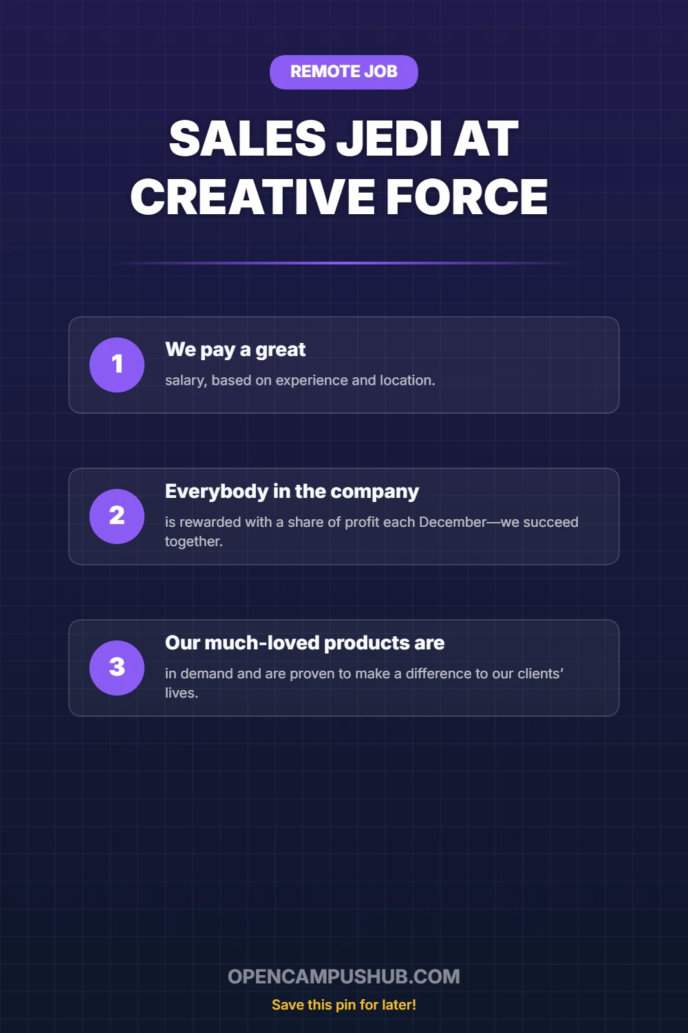 Sales Jedi at Creative Force  Infographic