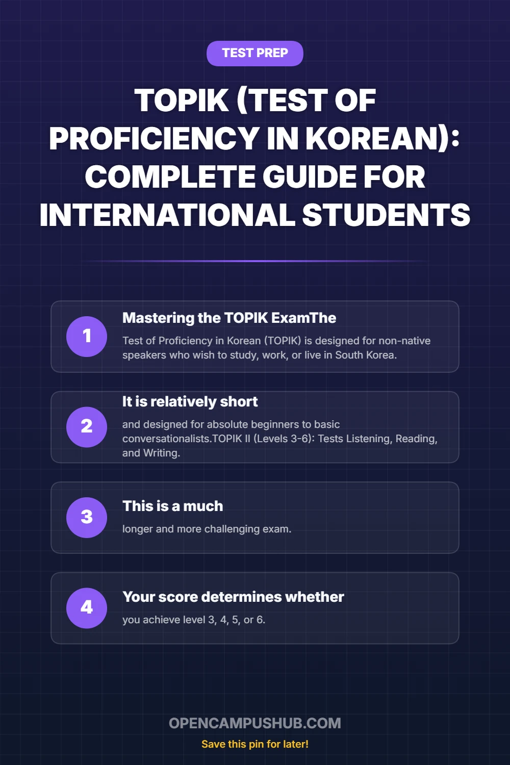 TOPIK (Test of Proficiency in Korean): Complete Guide for International Students Infographic